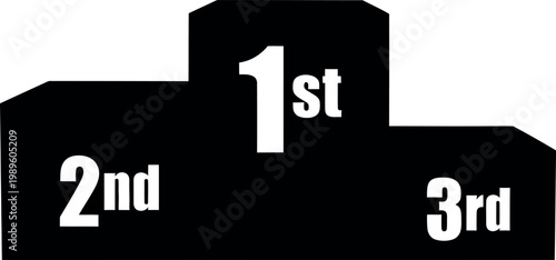 Black podium with white numbers 1st 2nd 3rd for winners first place second place third place