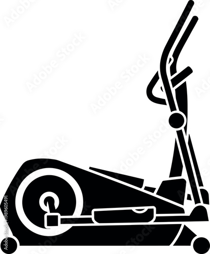 Black silhouette of an elliptical cross trainer fitness machine elliptical trainer exercise equipment