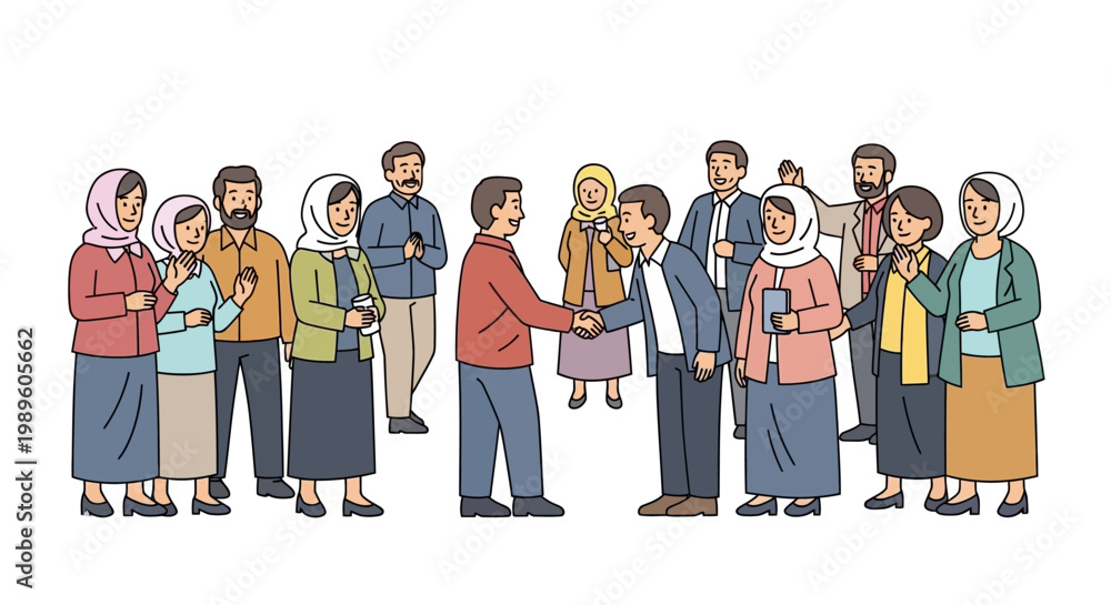 Obraz premium Community Greeting and Connection Vector