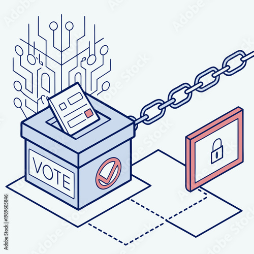Digital voting security with blockchain technology vote box technology abstract e voting smart contract election blockchain security technology computer illustration integrity internet