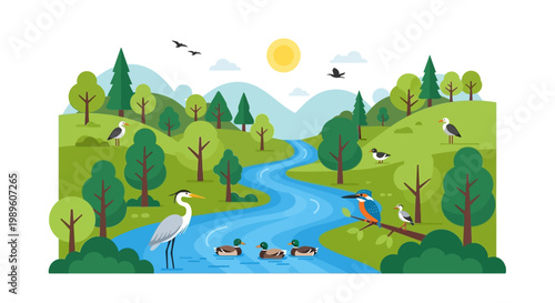River Valley Wildlife Vector