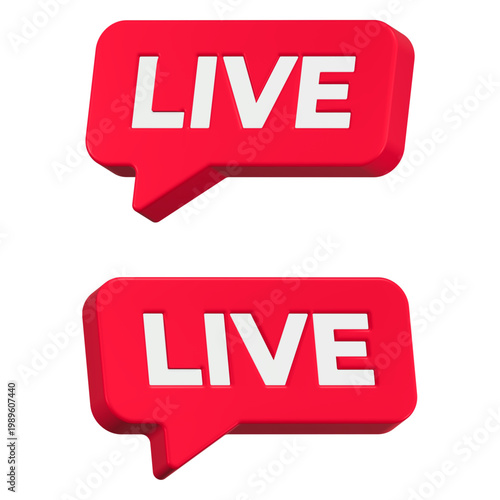 3d Live icons for broadcasting or streaming content