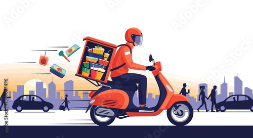 Fast Urban Delivery Scooter Vector