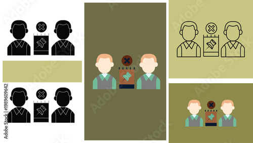 Prohibited Notice and Restricted Pinning Icon Set with Avatars for Rules and Guidelines