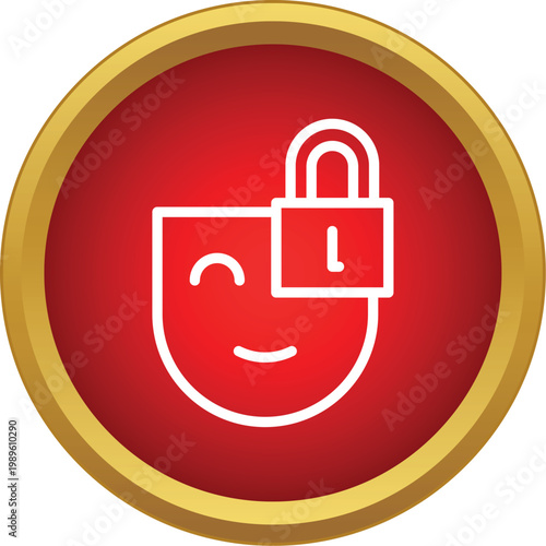 Human face with a padlock covering an eye, representing a locked mind and secret thoughts