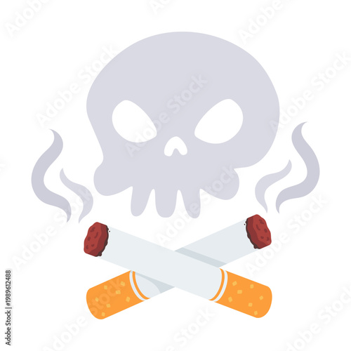 Smoking Kills Cigarettes and Skull Icon for Anti Smoking Campaign Illustration