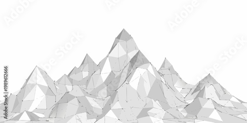 Abstract polygonal mountains form a stark minimalist landscape