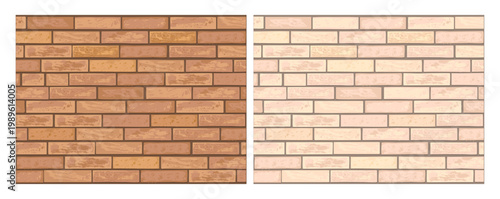 Interior or exterior tiles, brick wall textures masonry construction units. Vector realistic cement stone and sand brickwork elements for architecture design. House building and urban blocks