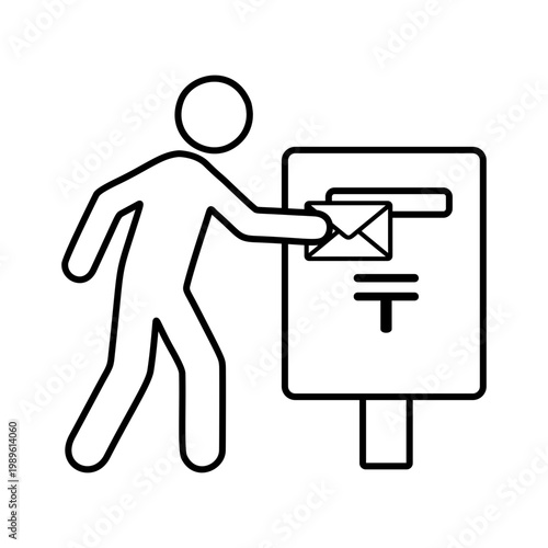 手紙を投函する人物のラインアイコン