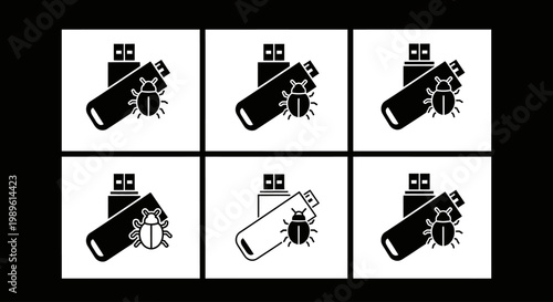 USB Flash Drive Infected with Computer Virus Bug Icon