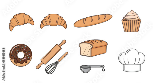 Canvas Print Bakery items and chef hat icons.