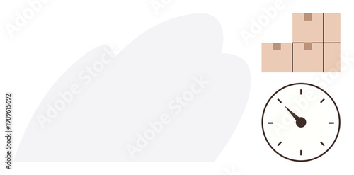 Shipping services, delivery tracking, logistics efficiency, business operations, time management, productivity enhancement. Several boxes stacked near a clock. Shipping services and delivery tracking