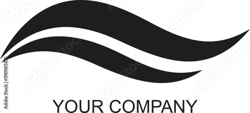 Abstract flowing lines create a clean and modern black graphic design element, perfect for a corporate identity, business logo, or emblem representing progress and fluidity