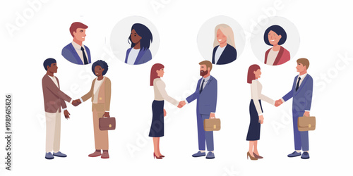 Diverse group of professionals shaking hands in a business setting