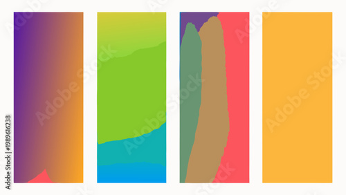 Four vertical rectangles display vibrant blended color gradients
