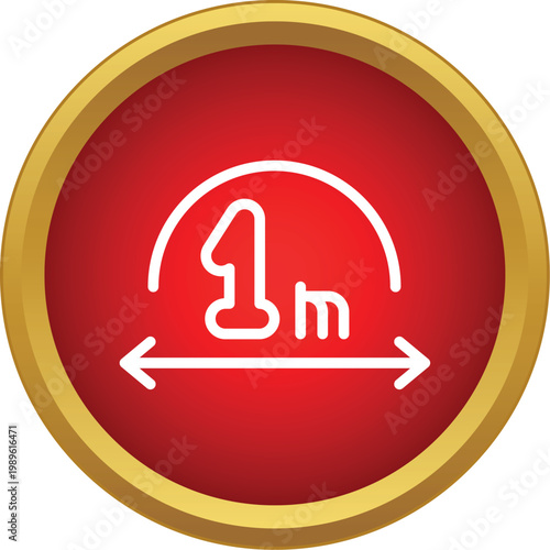 One meter distance measurement icon for social distancing guideline