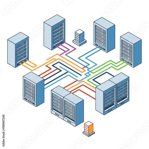 Network Servers Connected to Data Center.
