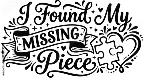 I found my missing piece vector art with puzzle heart design