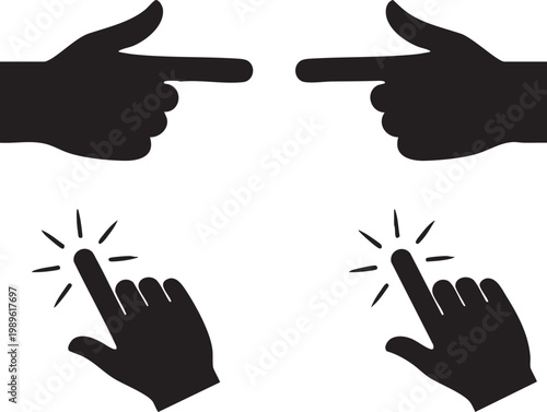 Confrontation and conflict two pairs of hands pointing and shooting