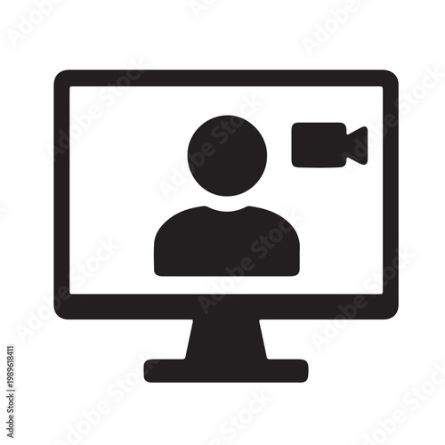 Minimalist Video Call Icon — Online Meeting Symbol