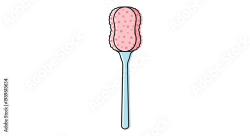 Pink Ice Cream on Blue Spoon.