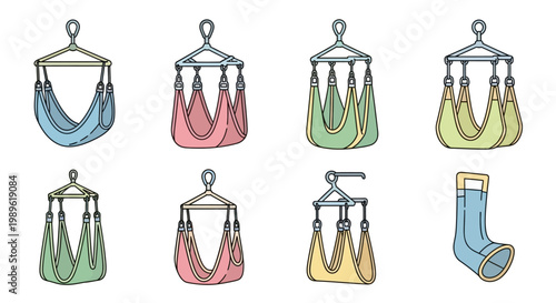 Collection of Colorful Baby Hammocks and Swings for Infants.