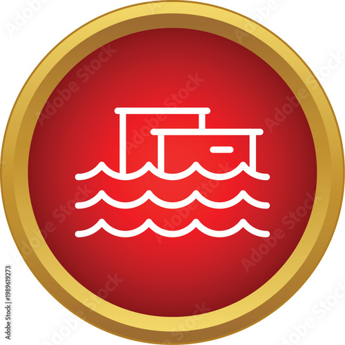 Buildings partially submerged in rising water, illustrating a flood or natural disaster