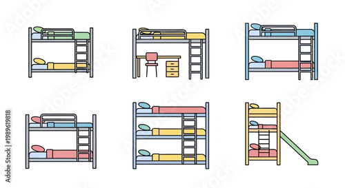 Colorful Bunk Beds with Slides.