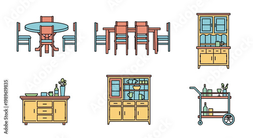 Kitchen furniture and dining set.