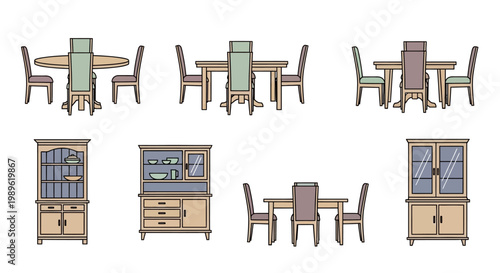 Furniture pieces for home interior design.