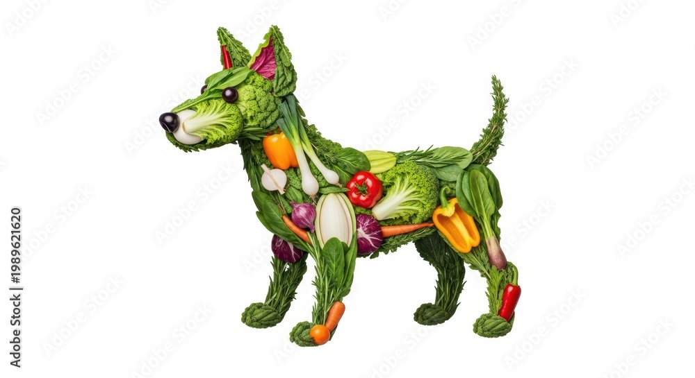 Fototapeta premium Dog made of vegetables. Healthy eating concept.