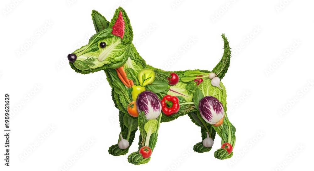 Fototapeta premium Dog made of vegetables, healthy food concept
