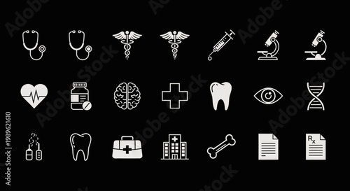 Medical Healthcare Symbols Icons Set.