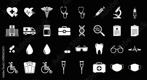 Medical Healthcare Symbols Icons Collection.