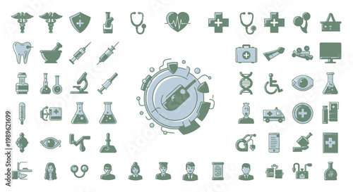 Medical Healthcare Symbols Icons Set.