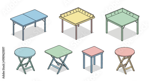 Tableau sur toile Collection of colorful folding tables.
