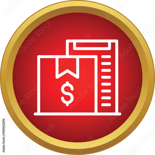Package with a dollar sign alongside a shipping list icon, representing logistics and delivery costs