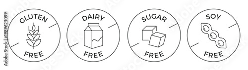 Set of allergen free label product.
