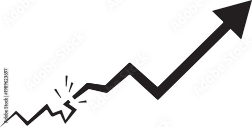 Business Growth Recovery Arrow Vector Market Rebound Trend Graph, Financial Comeback Concept, Upward Success Line Illustration