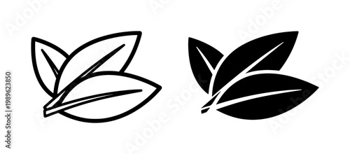 Minimalist Green Tea Leaf Icon Set