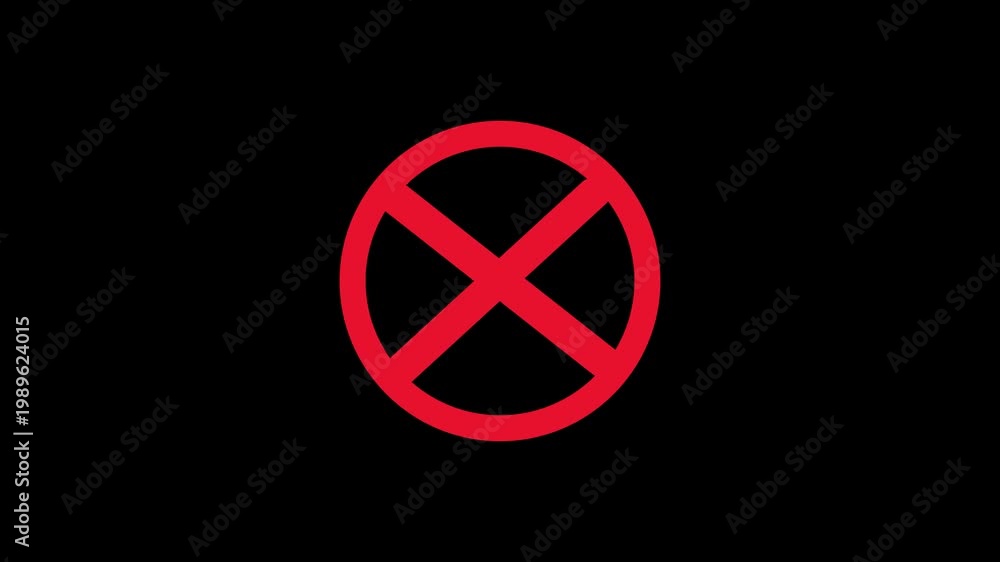 Animated red cross mark icon on transparent background, painted red x ...