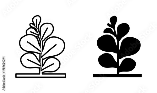 Minimalist Tobacco Plant Leaf Icon Set
