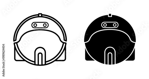 Robot Vacuum Cleaner Icon Set in Line and Silhouette Style