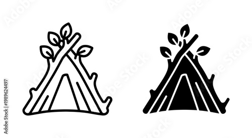 Eco Friendly Wooden Hut Icon Set
