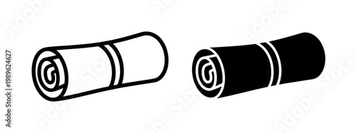 Rolled Paper Scroll Outline and Glyph Icon Set
