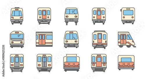 Collection of various train car fronts.