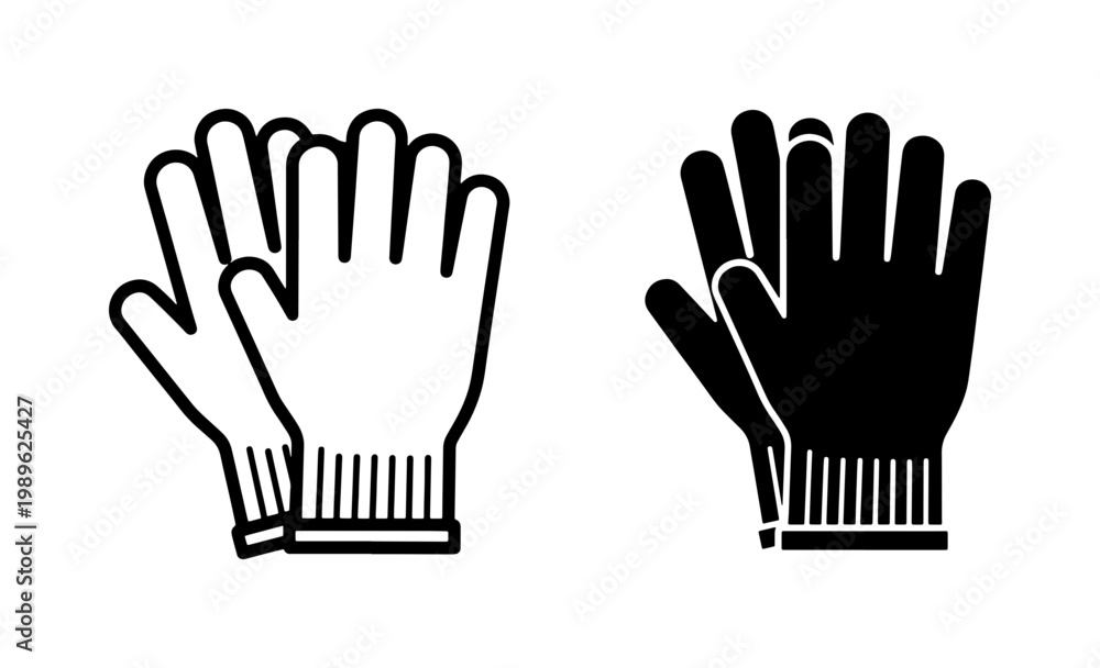 Obraz premium Protective Work Gloves Icon Set in Black and White