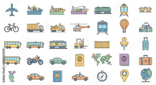 Transportation Icons Set.