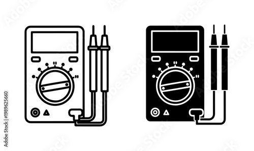 Digital Multimeter Icon Set for Electrical Testing