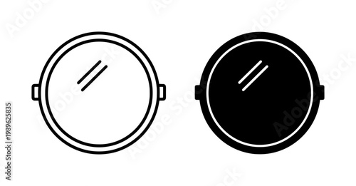 Round Mirror Icon Set in Outline and Solid Style